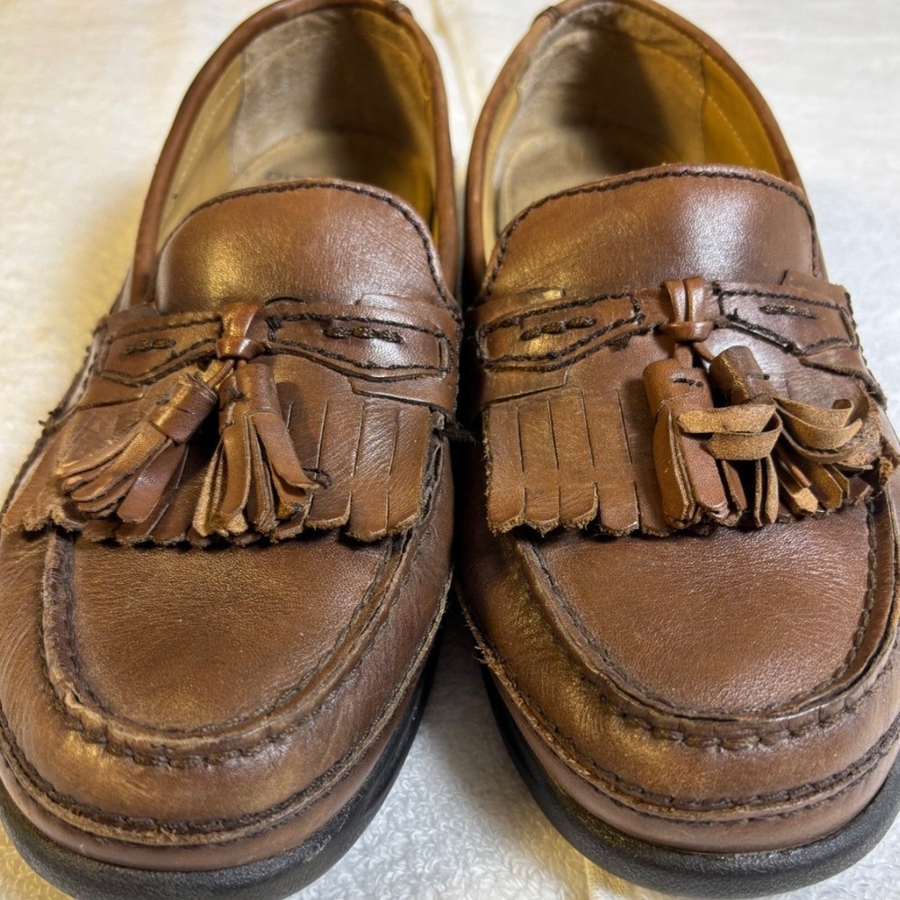 Dockers Tassel Loafer Mens 8.5M Brown Leather Kiltie Moc Toe Dress Shoes 90-7326
